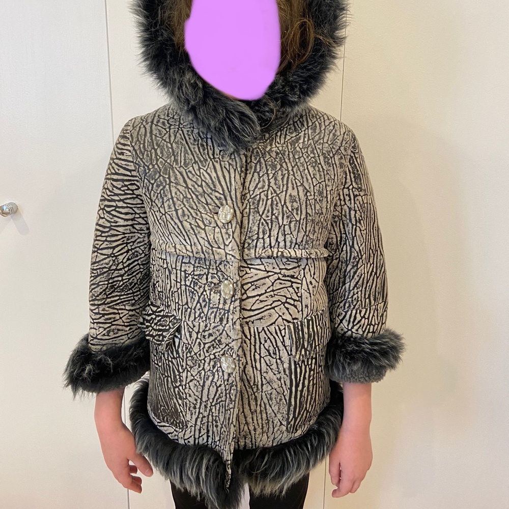 Girls genuine leather shearling jacket
